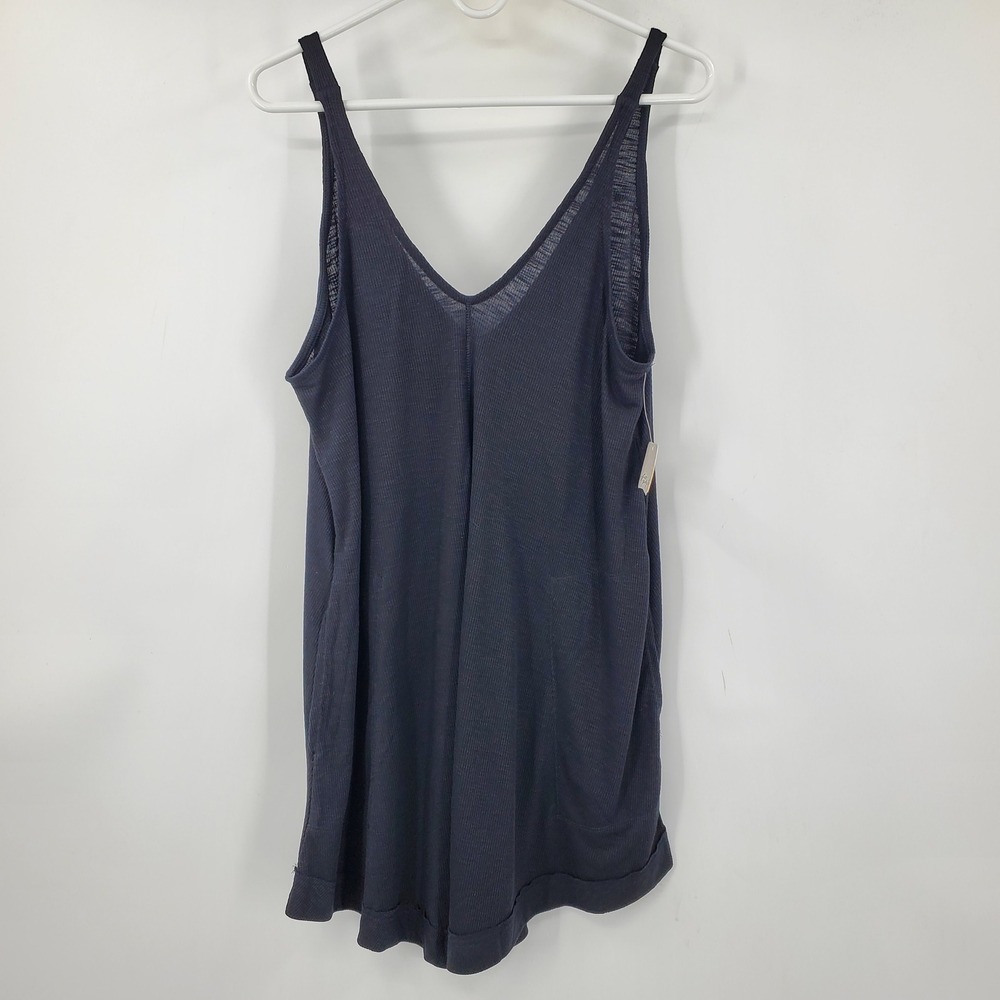 NWT Free People Beach Women's Black V-Neck Ribbed Knit Tunic Tank Top Size S